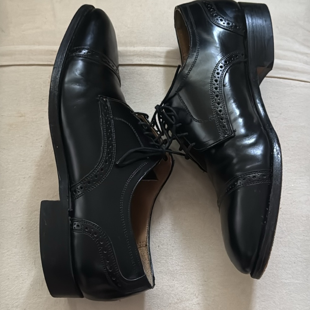 Johnston & Murphy Black Bradford Cap Toe Leather Men's Dress Shoes Sz 8 1/2